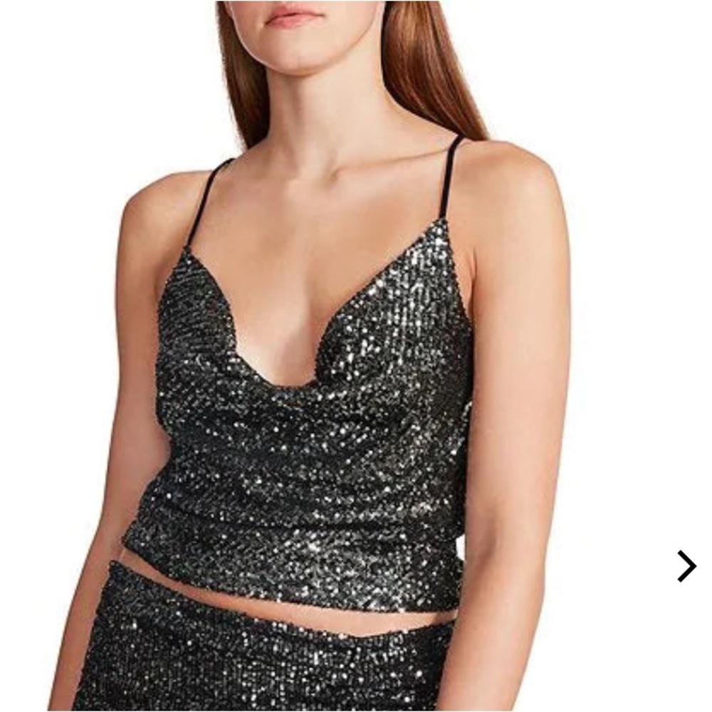 Steve Madden  Black‎ sequined Top  size Medium New Grunge Festival Night out